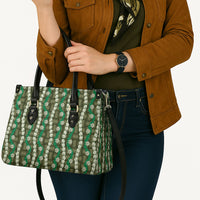 Pikake Maile Tiare Lei Leather Bag Omaomao Lauhala Pattern
