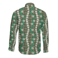 Pikake Maile Tiare Lei Long Sleeve Button Shirt Omaomao Lauhala Pattern LT01 - Polynesian Pride