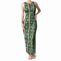 Pikake Maile Tiare Lei Tank Maxi Dress Omaomao Lauhala Pattern LT01 Women Green - Polynesian Pride