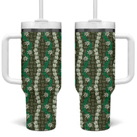 Pikake Maile Tiare Lei Tumbler With Handle Omaomao Lauhala Pattern