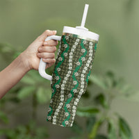 Pikake Maile Tiare Lei Tumbler With Handle Omaomao Lauhala Pattern