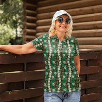 Pikake Maile Tiare Lei Women Polo Shirt Omaomao Lauhala Pattern