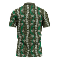 Pikake Maile Tiare Lei Zipper Polo Shirt Omaomao Lauhala Pattern LT01 - Polynesian Pride