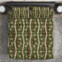 Pikake Maile Tiare Lei Bedding Set Natural Lauhala Pattern