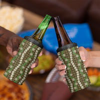 Pikake Maile Tiare Lei 4 in 1 Can Cooler Tumbler Natural Lauhala Pattern