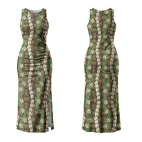 Pikake Maile Tiare Lei Couples Matching Tank Maxi Dress and Hawaiian Shirt Natural Lauhala Pattern LT01 - Polynesian Pride