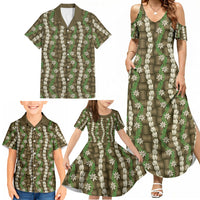 Pikake Maile Tiare Lei Family Matching Summer Maxi Dress and Hawaiian Shirt Natural Lauhala Pattern LT01 - Polynesian Pride