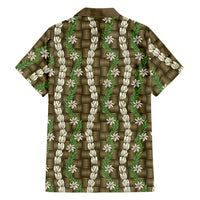 Pikake Maile Tiare Lei Family Matching Tank Maxi Dress and Hawaiian Shirt Natural Lauhala Pattern