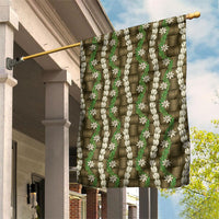 Pikake Maile Tiare Lei Garden Flag Natural Lauhala Pattern