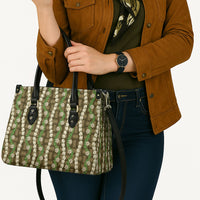 Pikake Maile Tiare Lei Leather Bag Natural Lauhala Pattern