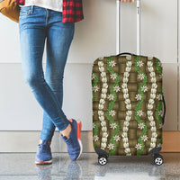 Pikake Maile Tiare Lei Luggage Cover Natural Lauhala Pattern