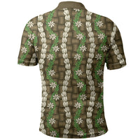 Pikake Maile Tiare Lei Polo Shirt Natural Lauhala Pattern LT01 - Polynesian Pride