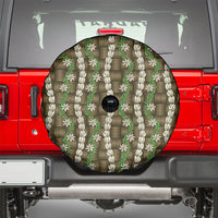 Pikake Maile Tiare Lei Spare Tire Cover Natural Lauhala Pattern