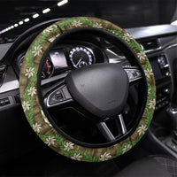 Pikake Maile Tiare Lei Steering Wheel Cover Natural Lauhala Pattern