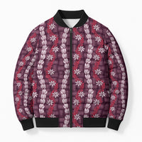 Pikake Maile Tiare Lei Bomber Puffer Jacket Akala Lauhala Pattern