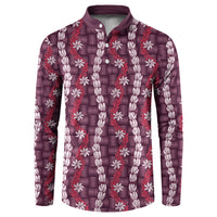 Pikake Maile Tiare Lei Button Sweatshirt Akala Lauhala Pattern