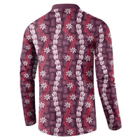 Pikake Maile Tiare Lei Button Sweatshirt Akala Lauhala Pattern