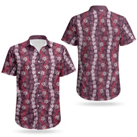 Pikake Maile Tiare Lei Couples Matching Off Shoulder Maxi Dress and Hawaiian Shirt Akala Lauhala Pattern LT01 - Polynesian Pride