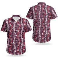 Pikake Maile Tiare Lei Couples Matching Short Sleeve Bodycon Dress and Hawaiian Shirt Akala Lauhala Pattern LT01 - Polynesian Pride
