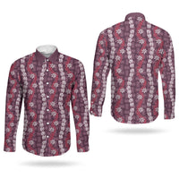 Pikake Maile Tiare Lei Couples Matching Short Sleeve Bodycon Dress and Long Sleeve Button Shirt Akala Lauhala Pattern LT01 - Polynesian Pride