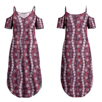Pikake Maile Tiare Lei Couples Matching Summer Maxi Dress and Hawaiian Shirt Akala Lauhala Pattern LT01 - Polynesian Pride