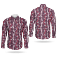 Pikake Maile Tiare Lei Couples Matching Summer Maxi Dress and Long Sleeve Button Shirt Akala Lauhala Pattern LT01 - Polynesian Pride