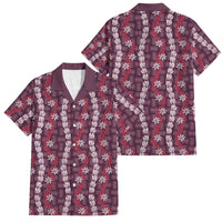Pikake Maile Tiare Lei Family Matching Long Sleeve Bodycon Dress and Hawaiian Shirt Akala Lauhala Pattern LT01 Dad's Shirt - Short Sleeve Pink - Polynesian Pride