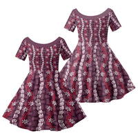 Pikake Maile Tiare Lei Family Matching Long Sleeve Bodycon Dress and Hawaiian Shirt Akala Lauhala Pattern LT01 Daughter's Dress Pink - Polynesian Pride