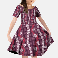 Pikake Maile Tiare Lei Family Matching Mermaid Dress and Hawaiian Shirt Akala Lauhala Pattern