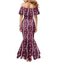 Pikake Maile Tiare Lei Family Matching Mermaid Dress and Hawaiian Shirt Akala Lauhala Pattern