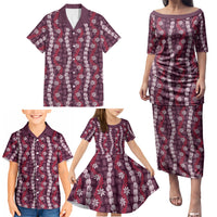 Pikake Maile Tiare Lei Family Matching Puletasi and Hawaiian Shirt Akala Lauhala Pattern LT01 - Polynesian Pride