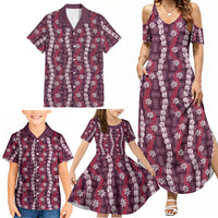 Pikake Maile Tiare Lei Family Matching Summer Maxi Dress and Hawaiian Shirt Akala Lauhala Pattern LT01 - Polynesian Pride