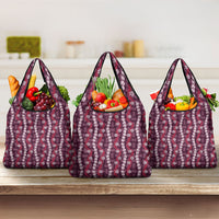 Pikake Maile Tiare Lei Grocery Bag Akala Lauhala Pattern