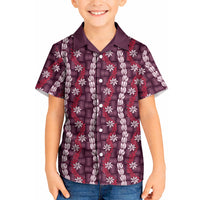 Pikake Maile Tiare Lei Kid Hawaiian Shirt Akala Lauhala Pattern LT01 Kid Pink - Polynesian Pride