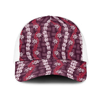 Pikake Maile Tiare Lei Mesh Trucker Cap Akala Lauhala Pattern
