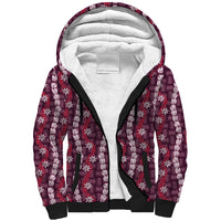 Pikake Maile Tiare Lei Sherpa Hoodie Akala Lauhala Pattern