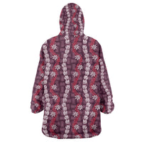 Pikake Maile Tiare Lei Wearable Blanket Hoodie Akala Lauhala Pattern