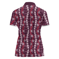 Pikake Maile Tiare Lei Women Polo Shirt Akala Lauhala Pattern