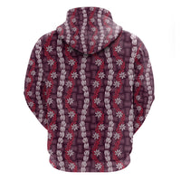 Pikake Maile Tiare Lei Zip Hoodie Akala Lauhala Pattern