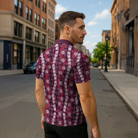 Pikake Maile Tiare Lei Zipper Polo Shirt Akala Lauhala Pattern