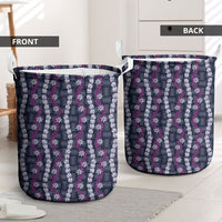 Pikake Maile Tiare Lei Laundry Basket Poni Lauhala Pattern