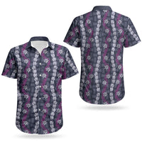 Pikake Maile Tiare Lei Couples Matching Off Shoulder Maxi Dress and Hawaiian Shirt Poni Lauhala Pattern LT01 - Polynesian Pride