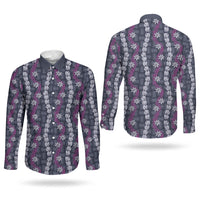 Pikake Maile Tiare Lei Couples Matching Puletasi and Long Sleeve Button Shirt Poni Lauhala Pattern LT01 - Polynesian Pride