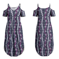 Pikake Maile Tiare Lei Couples Matching Summer Maxi Dress and Hawaiian Shirt Poni Lauhala Pattern LT01 - Polynesian Pride