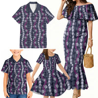 Pikake Maile Tiare Lei Family Matching Mermaid Dress and Hawaiian Shirt Poni Lauhala Pattern LT01 - Polynesian Pride