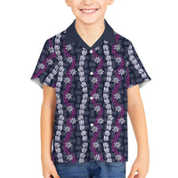 Pikake Maile Tiare Lei Family Matching Off Shoulder Maxi Dress and Hawaiian Shirt Poni Lauhala Pattern