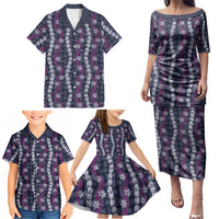 Pikake Maile Tiare Lei Family Matching Puletasi and Hawaiian Shirt Poni Lauhala Pattern LT01 - Polynesian Pride