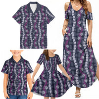 Pikake Maile Tiare Lei Family Matching Summer Maxi Dress and Hawaiian Shirt Poni Lauhala Pattern LT01 - Polynesian Pride