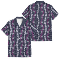 Pikake Maile Tiare Lei Family Matching Summer Maxi Dress and Hawaiian Shirt Poni Lauhala Pattern LT01 Dad's Shirt - Short Sleeve Purple - Polynesian Pride