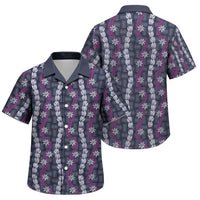 Pikake Maile Tiare Lei Family Matching Summer Maxi Dress and Hawaiian Shirt Poni Lauhala Pattern LT01 Son's Shirt Purple - Polynesian Pride